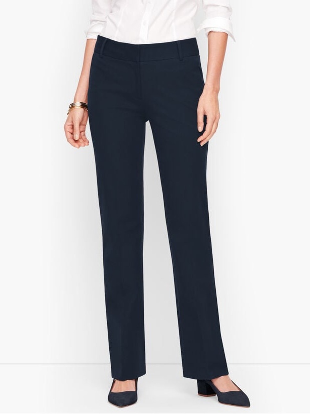 Talbots Newport Pants Petite 4P Black Stretch Straight Leg Trousers